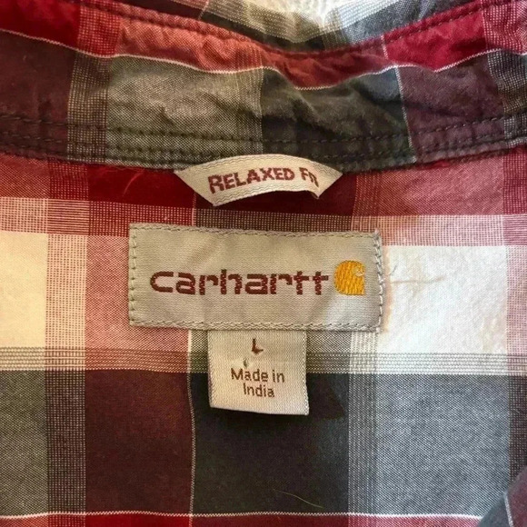 Carhartt Relaxed Fit Short Sleeve Plaid Shirt Men’s Size Large - Picture 4 of 7